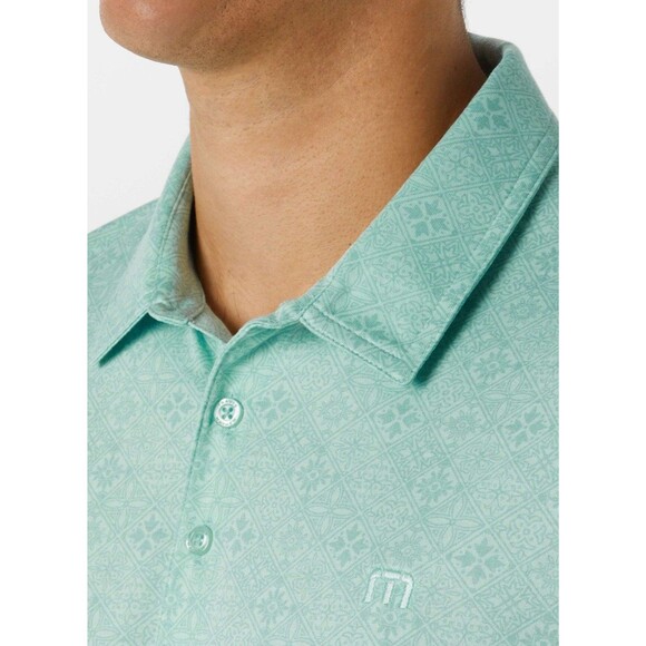 Travis Mathew Acropolis Golf Polo Shirt Mens Medium All Over Pattern Geometric - Picture 2 of 7